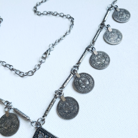 Tribal Coin Tassel Statement Necklace - Picture 12 of 14